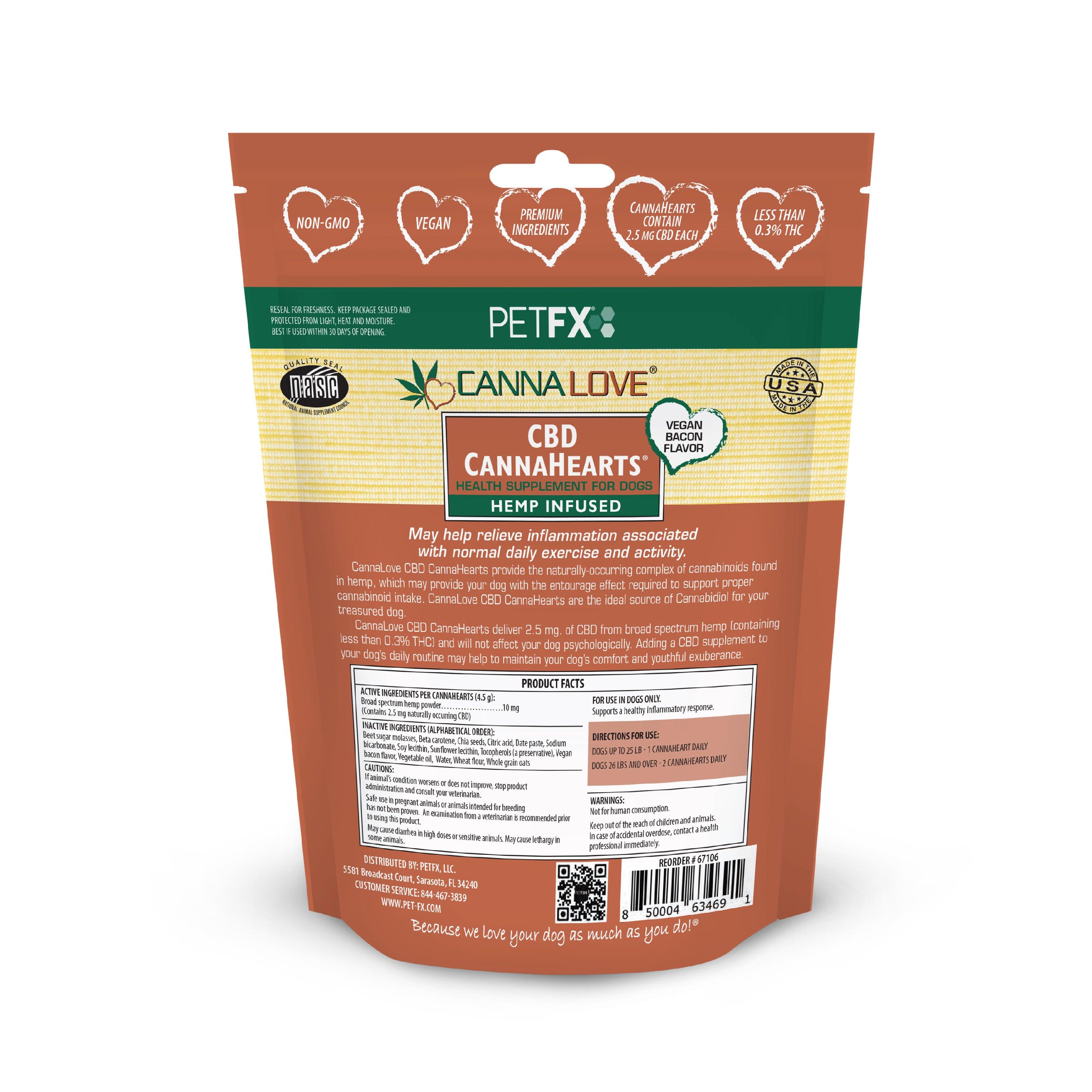 CBD CannaHearts® Vegan Bacon Flavor - Pet-FX